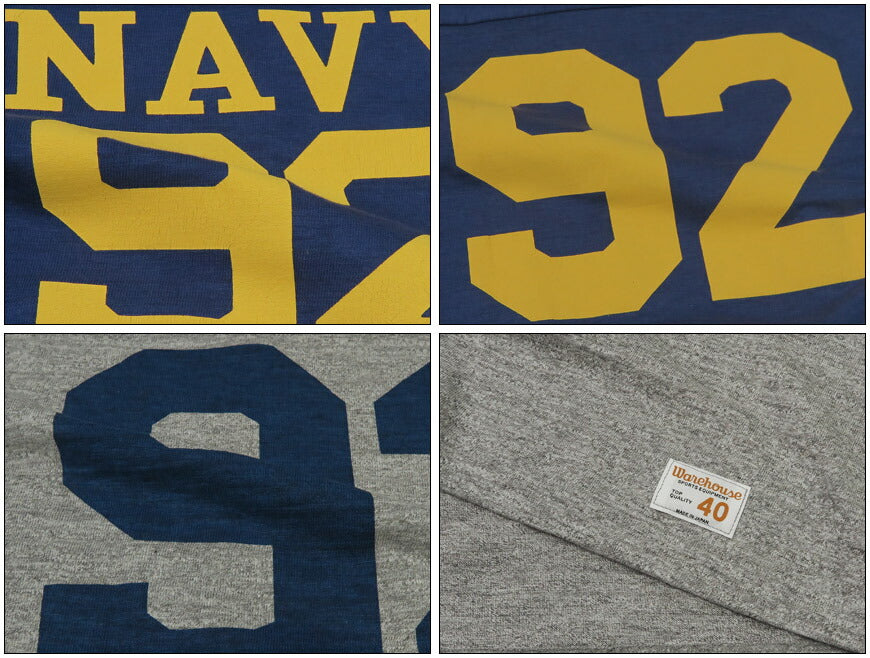 ウェアハウス WAREHOUSE Lot.4063 7分袖 Tシャツ フットボール NAVY92