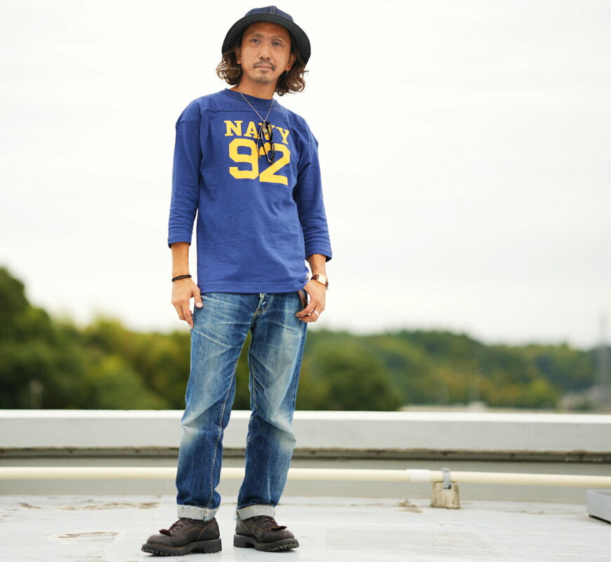 ウェアハウス WAREHOUSE Lot.4063 7分袖 Tシャツ フットボール NAVY92