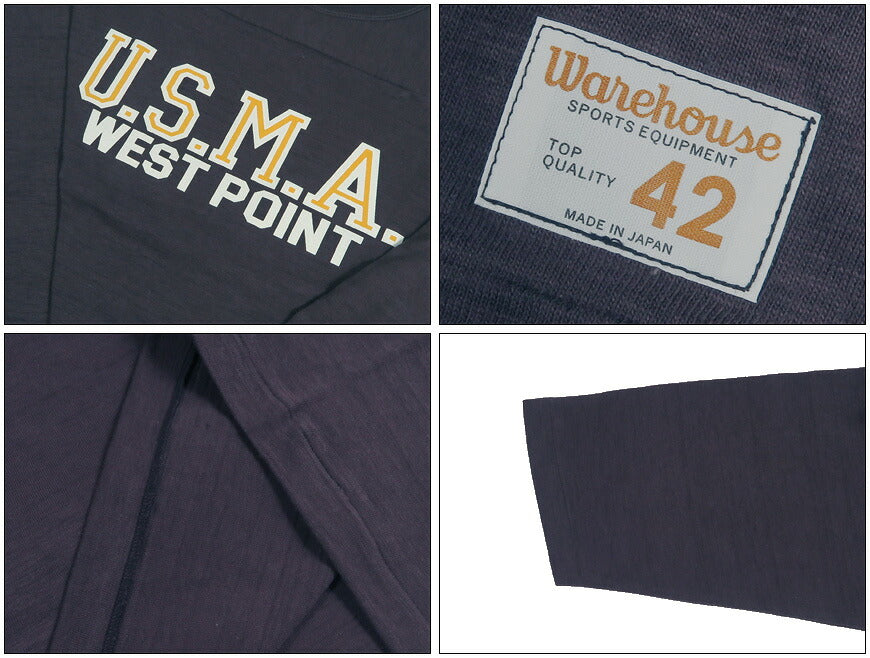 ウェアハウス WAREHOUSE Lot.4063 7分袖 フットボール Tシャツ U.S.M.A  【2026年秋冬新作】