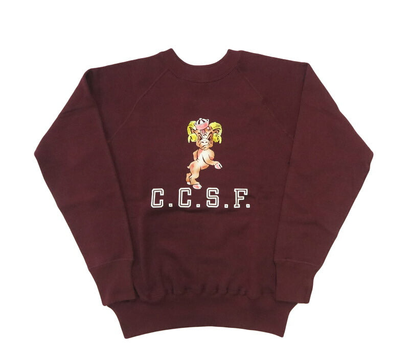 ウェアハウス WAREHOUSE 長袖 ラグランスリーブ  クルーネック スウェット フロッキープリント C.C.S.F. Lot.409