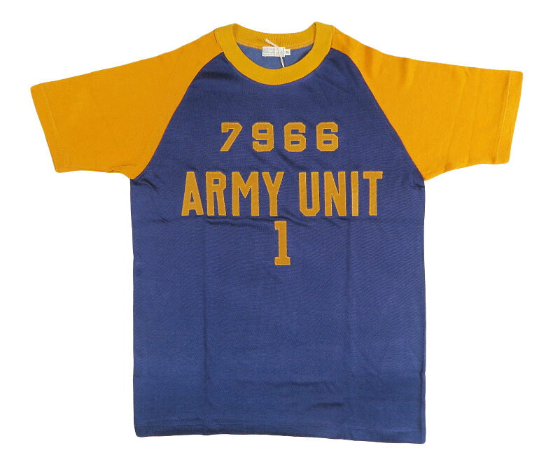ウェアハウス WAREHOUSE 半袖 コットン/レーヨン コンビ ラグランスリーブ Tシャツ "ARMY UNIT" Lot 4114 ワッペン 【2026年秋冬新作】