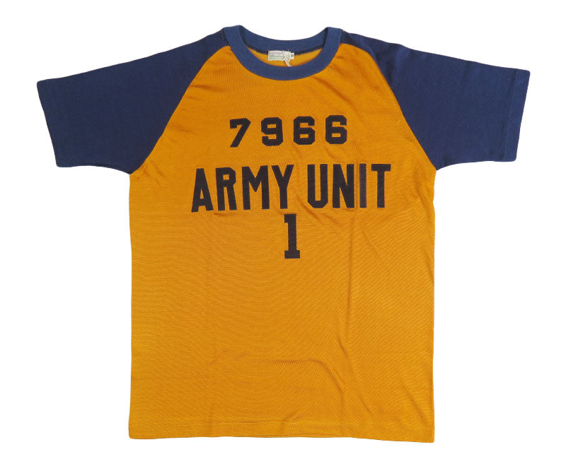ウェアハウス WAREHOUSE 半袖 コットン/レーヨン コンビ ラグランスリーブ Tシャツ "ARMY UNIT" Lot 4114 ワッペン 【2026年秋冬新作】