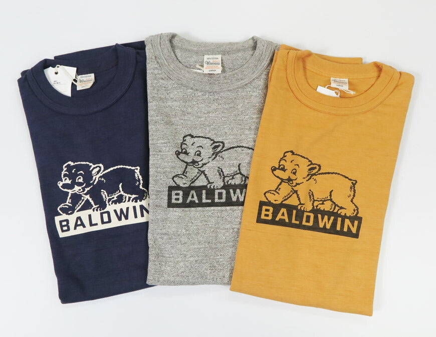 ウェアハウス WAREHOUSE Bedrucktes Kurzarm-T-Shirt BALDWIN Schattenstreifen Grobstrick WH4601