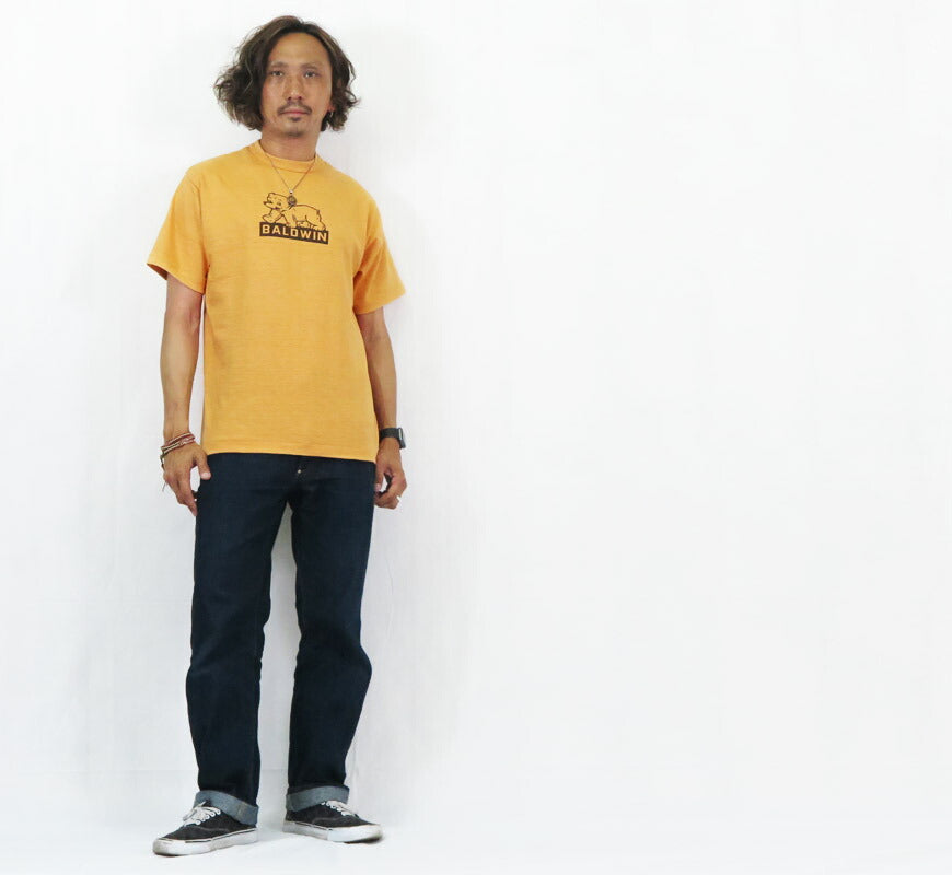 ウェアハウス WAREHOUSE Bedrucktes Kurzarm-T-Shirt BALDWIN Schattenstreifen Grobstrick WH4601