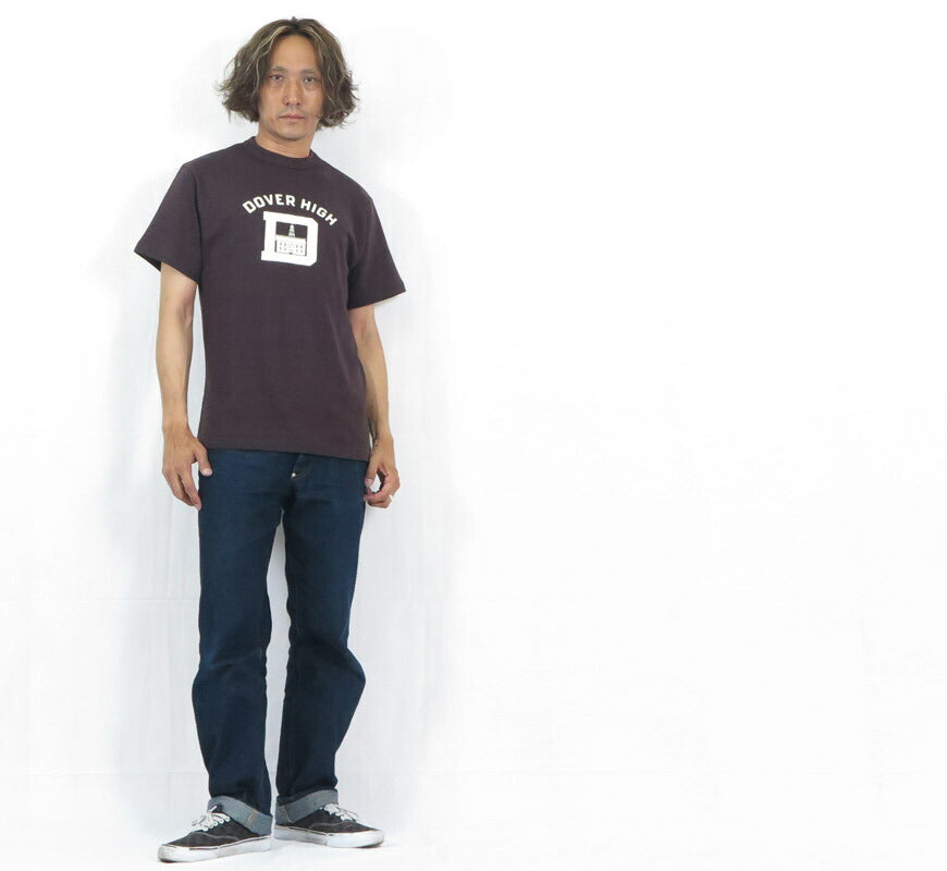 ウェアハウス WAREHOUSE Print Kurzarm-T-Shirt DOVER HIGH Schattenstreifen Grobstrick WH4601