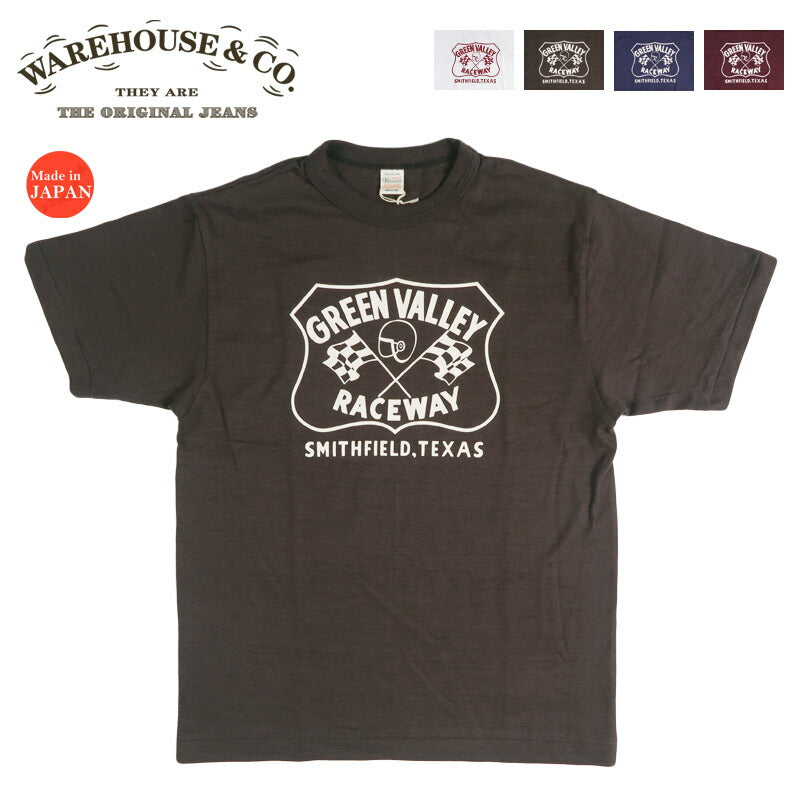 ウェアハウス WAREHOUSE ひび割れプリント 半袖 Tシャツ ”GREEN VALLEY” シャドーボーダー ローゲージ編み WH4601【2026年春夏新作】