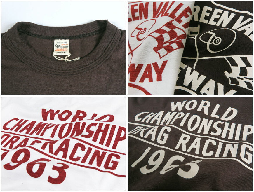 ウェアハウス WAREHOUSE ひび割れプリント 半袖 Tシャツ ”GREEN VALLEY” シャドーボーダー ローゲージ編み WH4601【2026年春夏新作】