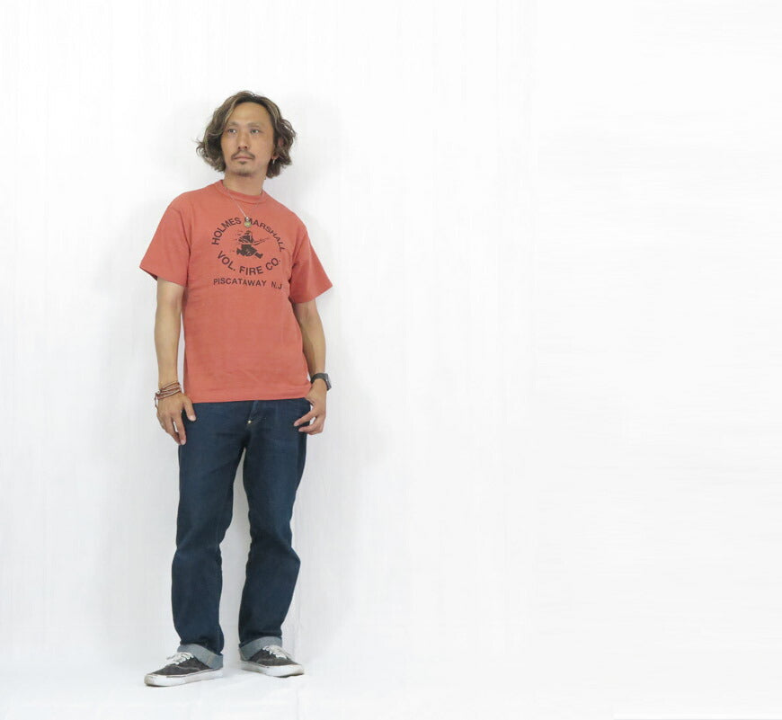 ウェアハウス WAREHOUSE プリント 半袖 Tシャツ HOLMES MARSHALL シャドーボーダー ローゲージ編み WH4601