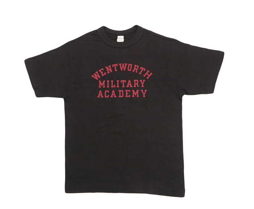 WAREHOUSE ウェアハウス Camiseta de manga corta con estampado MILITARY ACADEMY con bordes en sombra y tejido de punto grueso WH4601