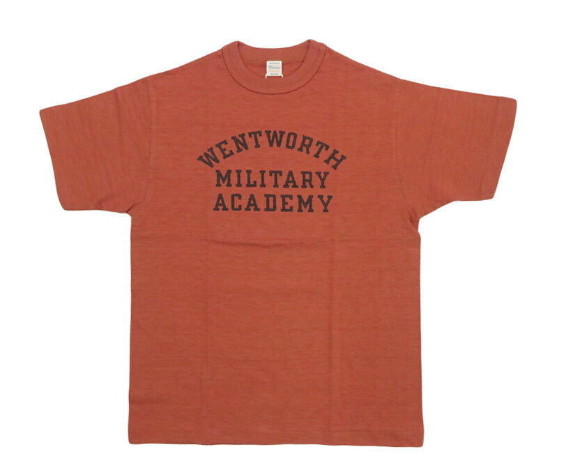WAREHOUSE ウェアハウス Camiseta de manga corta con estampado MILITARY ACADEMY con bordes en sombra y tejido de punto grueso WH4601