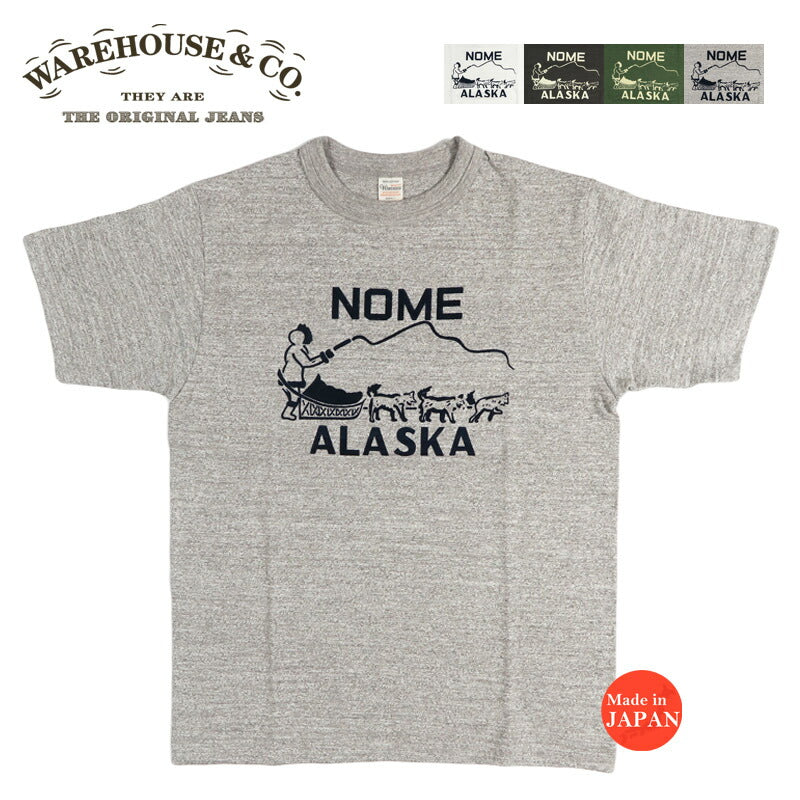 ウェアハウス WAREHOUSE フロッキープリント 半袖 Tシャツ ”NOME” シャドーボーダー ローゲージ編み WH4601【2026年春夏新作】