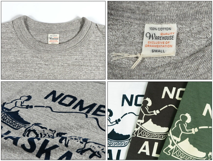 ウェアハウス WAREHOUSE フロッキープリント 半袖 Tシャツ ”NOME” シャドーボーダー ローゲージ編み WH4601【2026年春夏新作】