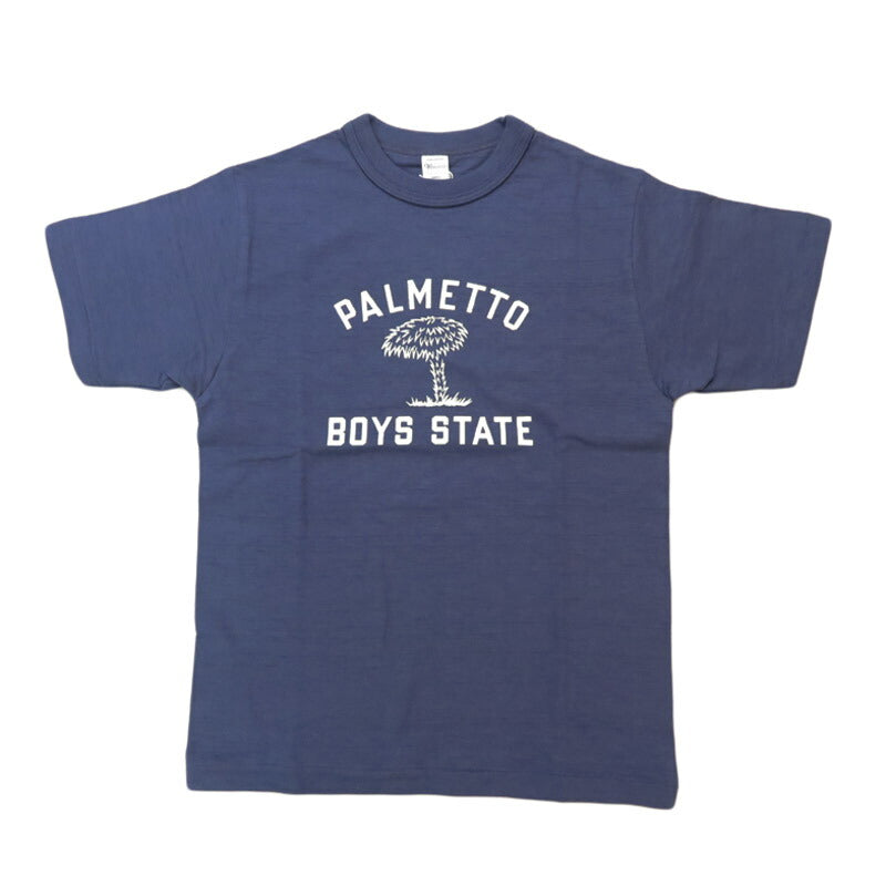 ウェアハウス WAREHOUSE Flockdruck Kurzarm T-Shirt "PALMETTO BOYS STATE" Schattenbordüre Grobstrick WH4601