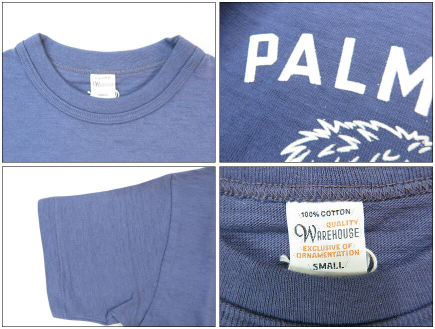 ウェアハウス WAREHOUSE Flockdruck Kurzarm T-Shirt "PALMETTO BOYS STATE" Schattenbordüre Grobstrick WH4601