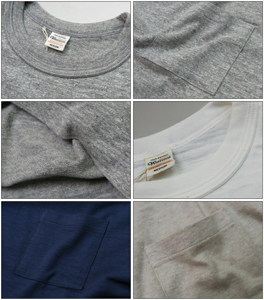 ウェアハウス WAREHOUSE Lot 4601-pocket 無地 半袖 ポケット Tシャツ 定番 シャドーボーダー ローゲージ編み 【2026年春夏新作】
