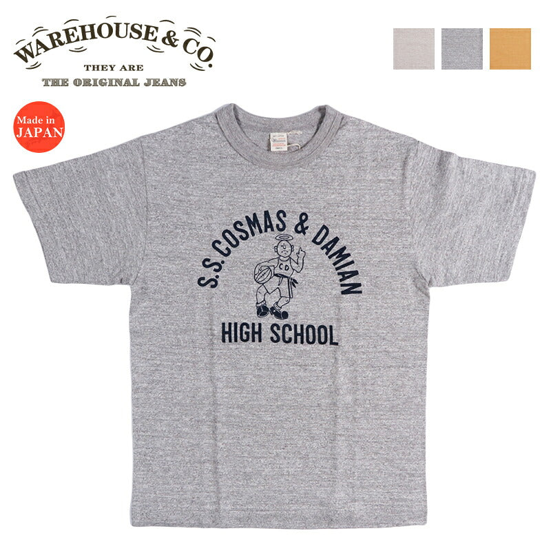 ウェアハウス WAREHOUSE 染み込みプリント 半袖 Tシャツ ”S.S.COSMAS&DAMIAN” シャドーボーダー ローゲージ編み WH4601【2026年春夏新作】
