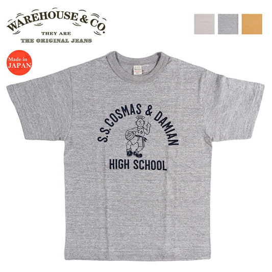 ウェアハウス WAREHOUSE 染み込みプリント 半袖 Tシャツ ”S.S.COSMAS&DAMIAN” シャドーボーダー ローゲージ編み WH4601【2026年春夏新作】