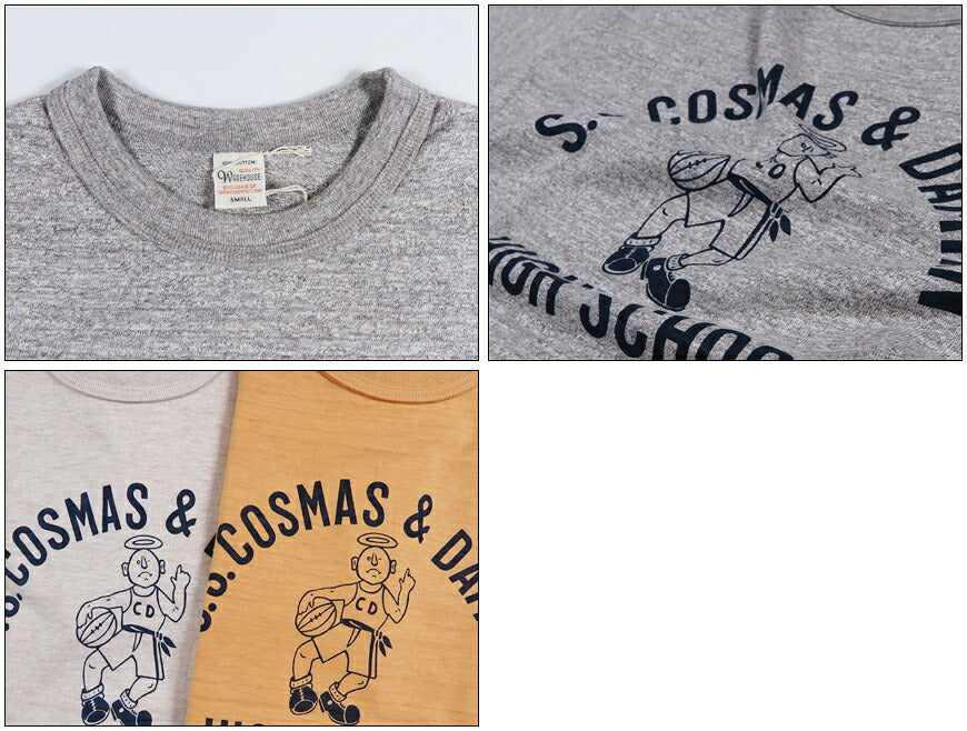 ウェアハウス WAREHOUSE 染み込みプリント 半袖 Tシャツ ”S.S.COSMAS&DAMIAN” シャドーボーダー ローゲージ編み WH4601【2026年春夏新作】