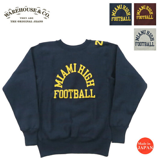ウェアハウス WAREHOUSE lange mouw reverse stijl ronde hals bedrukte sweat trui MIAMI HIGH FOOTBALL WH483