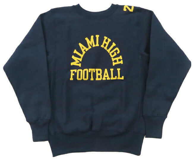 ウェアハウス WAREHOUSE 長袖 リバーススタイル クルーネック プリント スウェット トレーナー MIAMI HIGH FOOTBALL WH483