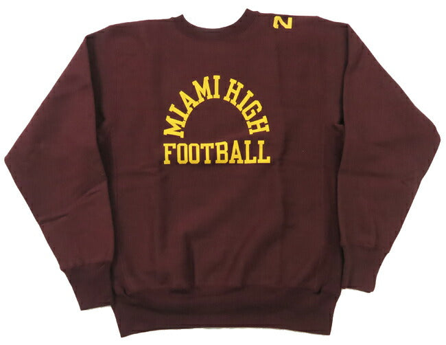 ウェアハウス WAREHOUSE 長袖 リバーススタイル クルーネック プリント スウェット トレーナー MIAMI HIGH FOOTBALL WH483