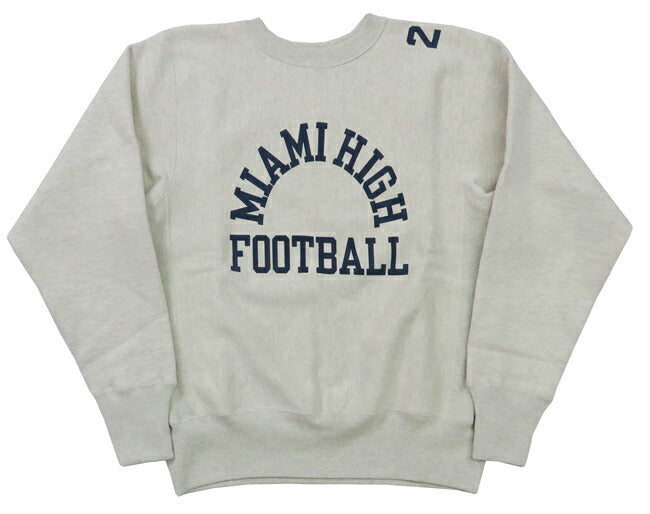 ウェアハウス WAREHOUSE 長袖 リバーススタイル クルーネック プリント スウェット トレーナー MIAMI HIGH FOOTBALL WH483