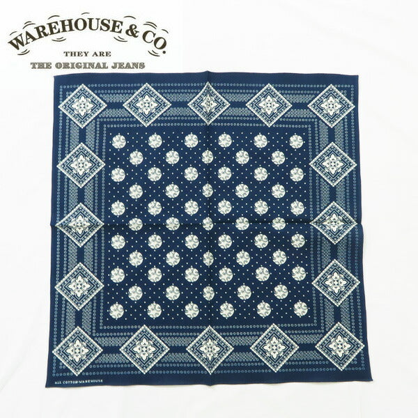 WAREHOUSE ウェアハウス Bandana de orillo patrón geométrico teñido índigo SELVEDGE BANDANA PATRÓN GEOMÉTRICO WH5244