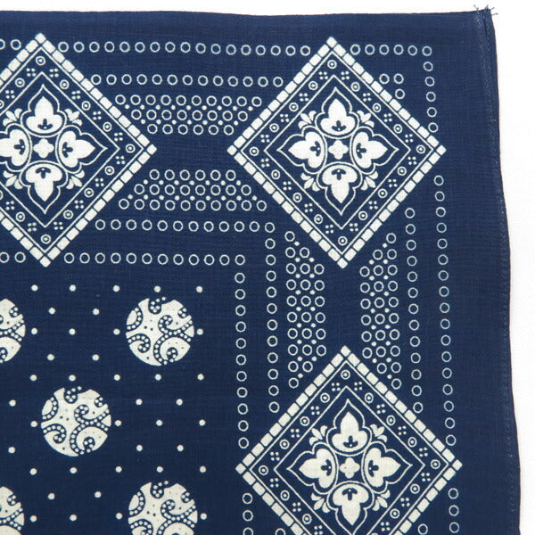 WAREHOUSE ウェアハウス Bandana de orillo patrón geométrico teñido índigo SELVEDGE BANDANA PATRÓN GEOMÉTRICO WH5244