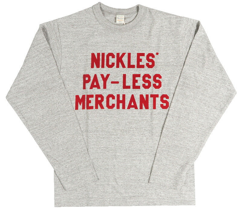 ウェアハウス WAREHOUSE 長袖 クルーネック Tシャツ NICKLES フロッキープリント シャドーボーダー Lot 5906 【2026年秋冬新作】