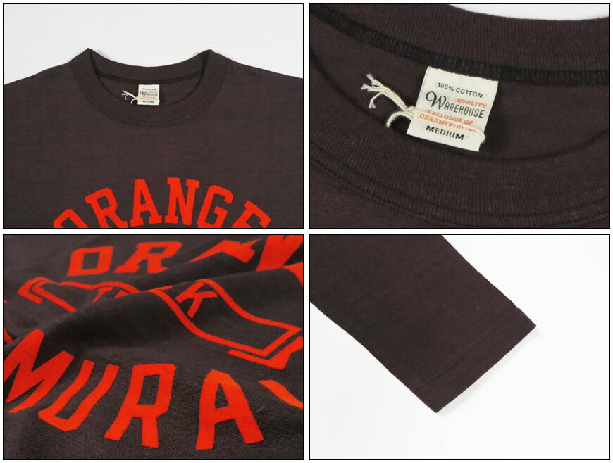 ウェアハウス WAREHOUSE 長袖 クルーネック Tシャツ プリント ORANGE INTRAMURAL  Lot.5906 【2026年春夏新作】