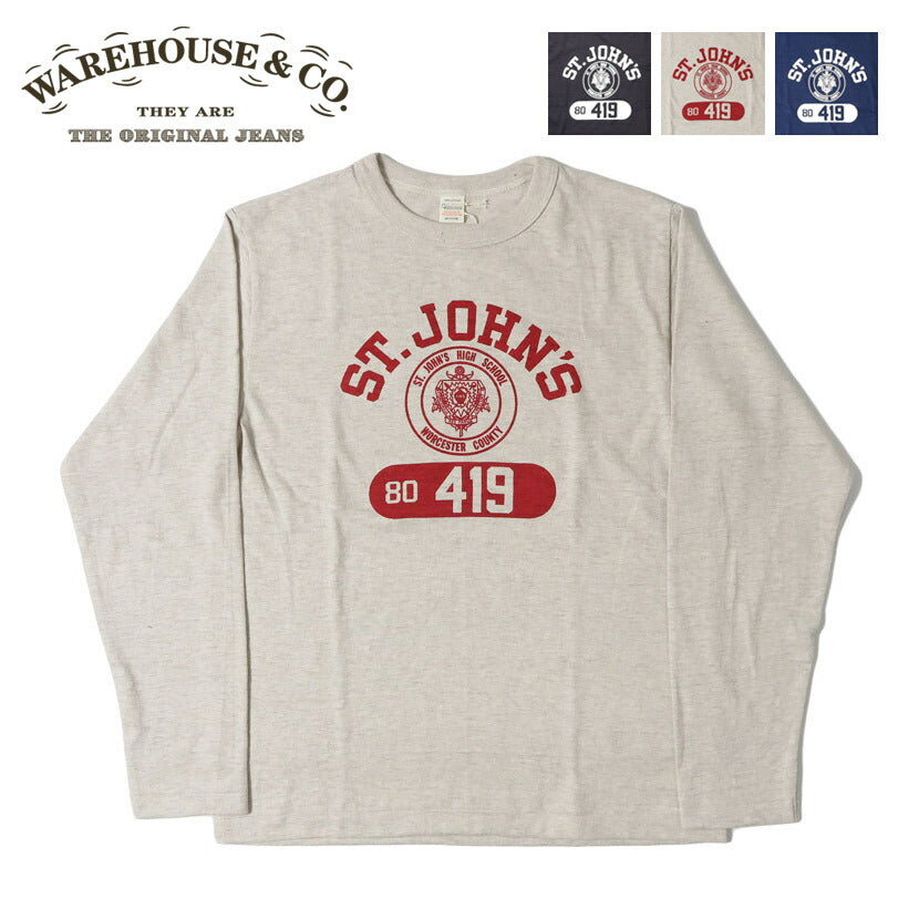 ウェアハウス WAREHOUSE 長袖クルーネックT プリント ST.JOHN'S  Lot.5906 【2026年春夏新作】