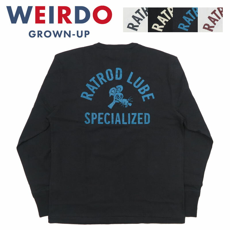 WEIRDO Weirdo Langarm Henley T-Shirt Brusttasche Jersey-Stoff „RATROD LUBE“ GLAD HAND Glad Hand WRD-24-AW-14
