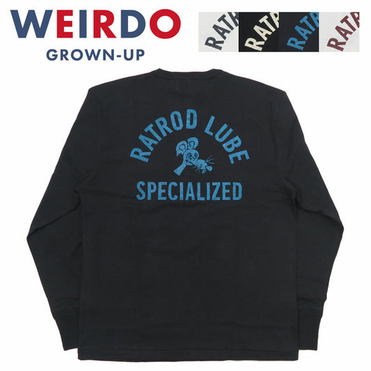 WEIRDO 위어드 긴팔 헨리넥 티셔츠 가슴 포켓 천축 원단 "RATROD LUBE" GLAD HAND 글래드핸드 WRD-24-AW-14