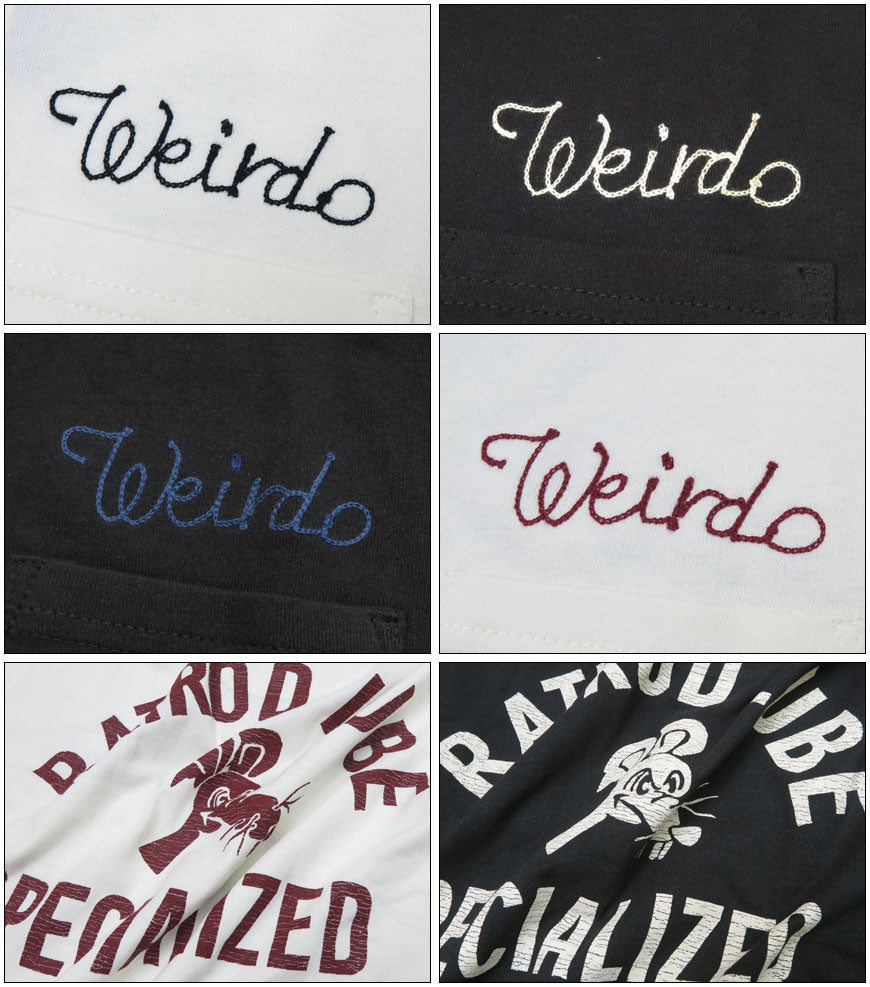 WEIRDO Weirdo Langarm Henley T-Shirt Brusttasche Jersey-Stoff „RATROD LUBE“ GLAD HAND Glad Hand WRD-24-AW-14