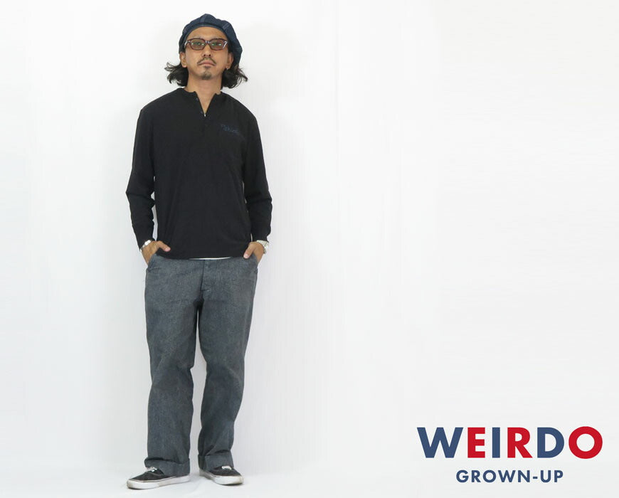 WEIRDO Weirdo Langarm Henley T-Shirt Brusttasche Jersey-Stoff „RATROD LUBE“ GLAD HAND Glad Hand WRD-24-AW-14