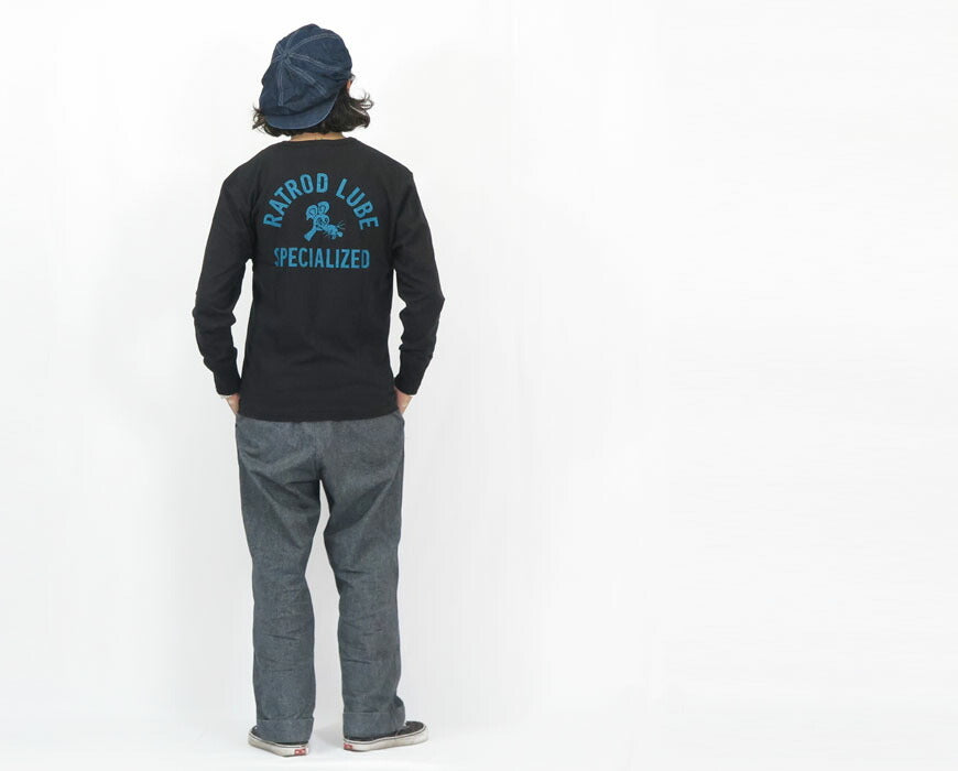 WEIRDO Weirdo Langarm Henley T-Shirt Brusttasche Jersey-Stoff „RATROD LUBE“ GLAD HAND Glad Hand WRD-24-AW-14