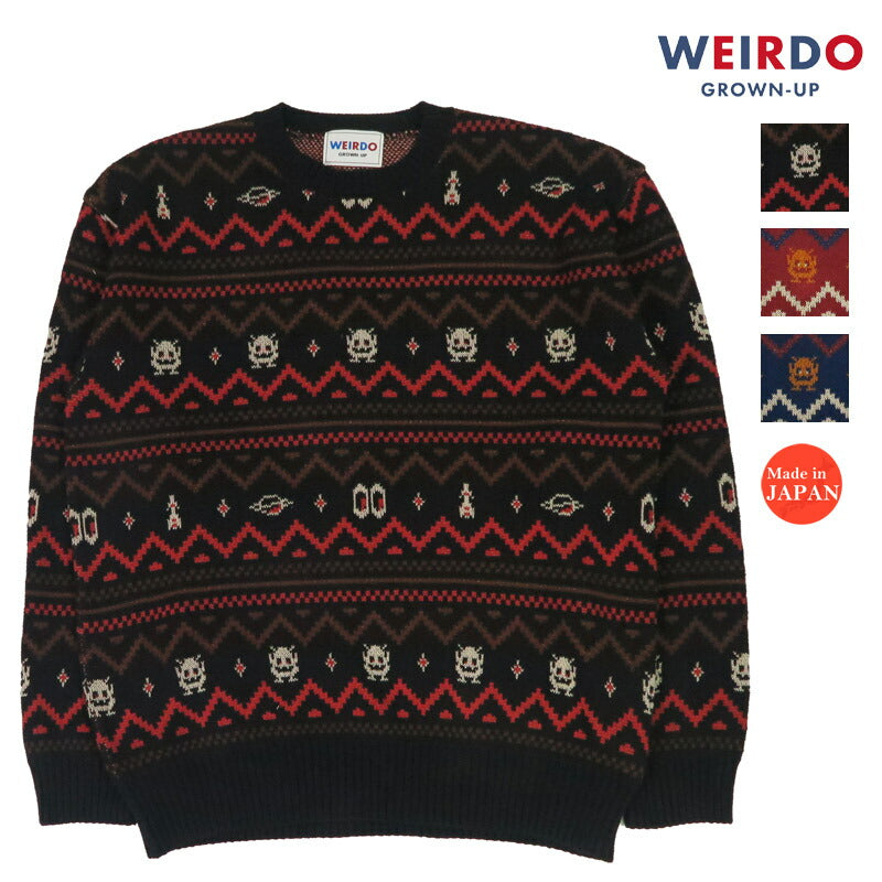 WEIRDO ウィアード コットンジャガードニット クルーネック セーター LOOK INVADING WRD5310 GLAD HAND グラッドハンド