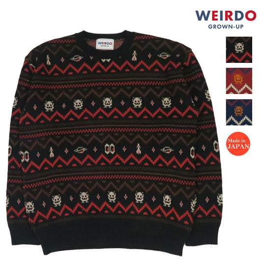 WEIRDO ウィアード コットンジャガードニット クルーネック セーター LOOK INVADING WRD5310 GLAD HAND グラッドハンド