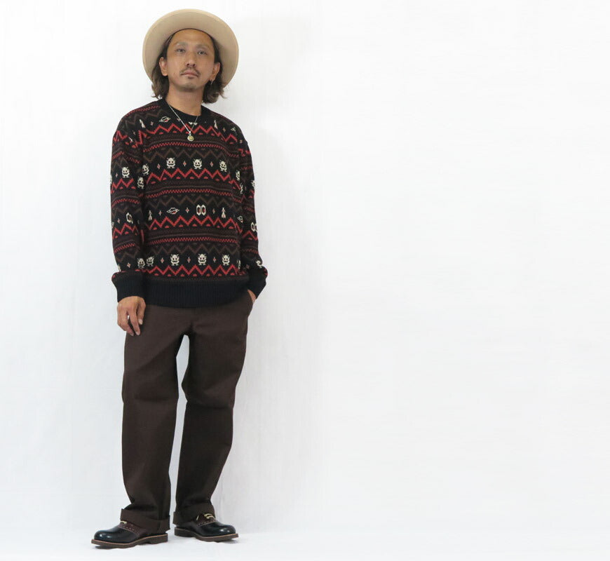WEIRDO ウィアード コットンジャガードニット クルーネック セーター LOOK INVADING WRD5310 GLAD HAND グラッドハンド