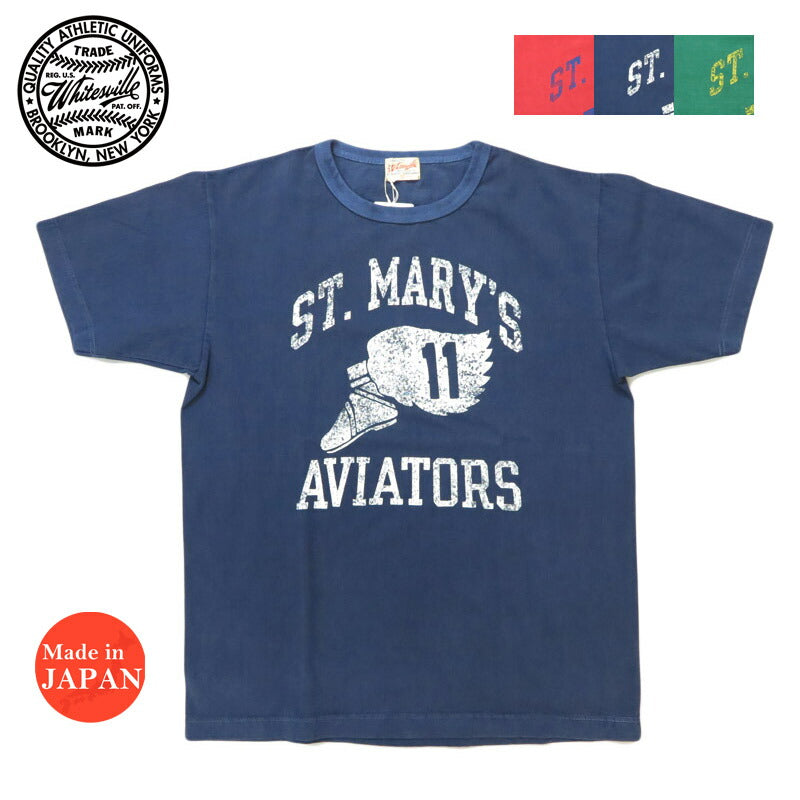 WHITES VILLE เสื้อยืดแขนสั้นคอกลม St. Mary’s Aviators สีย้อมพิกเมนต์ WV79533