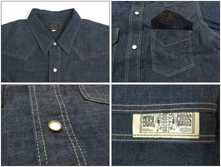 DELUXEWARE Kurzarm 6oz Denim Western-Hemd WWS-30S